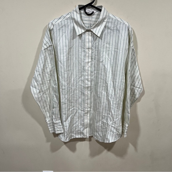 NWT Favorite Daughter size small THE EX-BOYFRIEND SHIRT green ivory button down - Picture 6 of 14